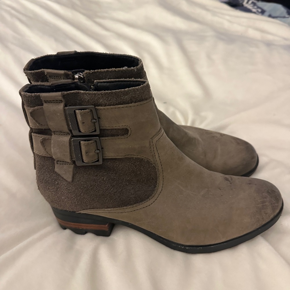 Sorel Taupe waterproof Ankle Boots with Buckle Detail